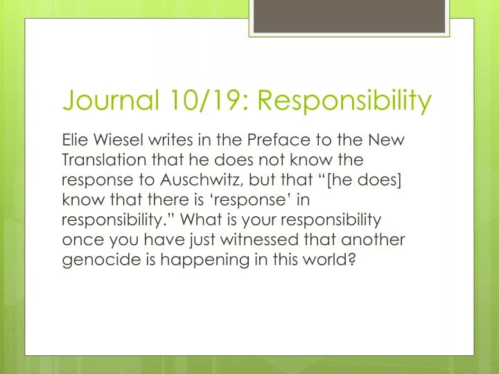 journal 10 19 responsibility