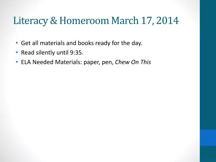 literacy homeroom march 17 2014