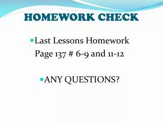 HOMEWORK CHECK