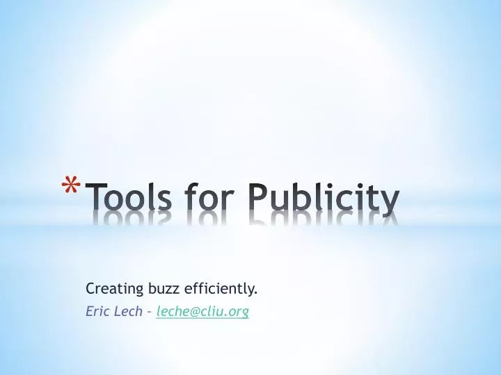 tools for publicity