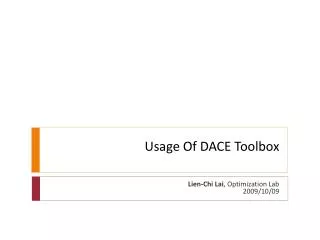 Usage Of DACE Toolbox