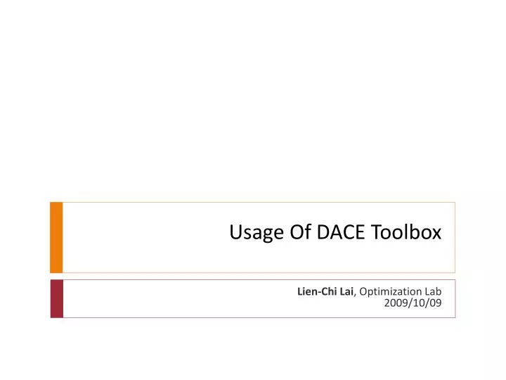 usage of dace toolbox