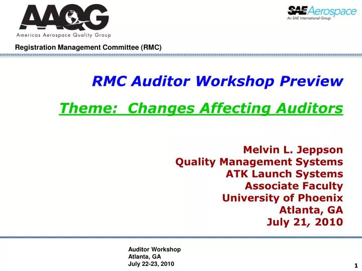 rmc auditor workshop preview theme changes affecting auditors