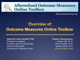 Overview of Outcome Measures Online Toolbox