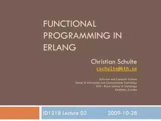 Functional Programming in Erlang