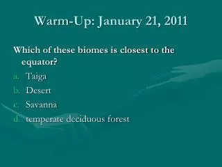 Warm-Up: January 21, 2011