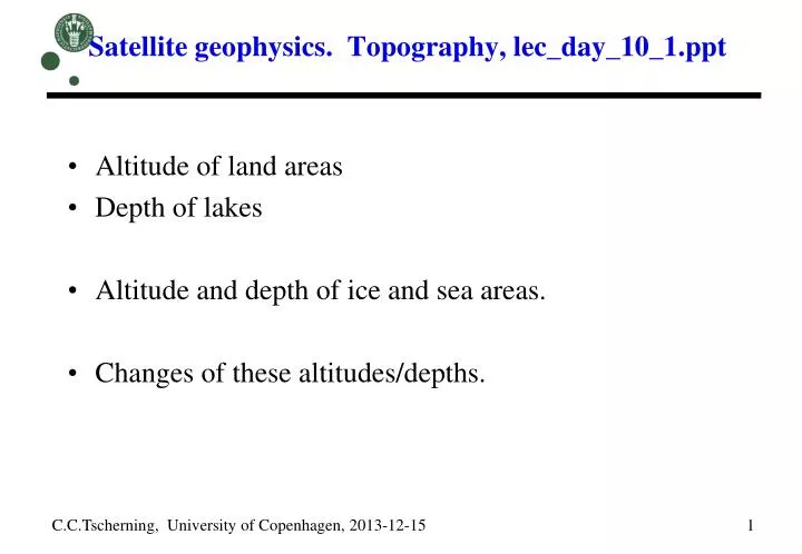satellite geophysics topography lec day 10 1 ppt