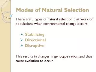 Modes of Natural Selection