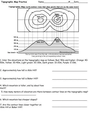 Topographic Map Practice Name___________________#___Date _______