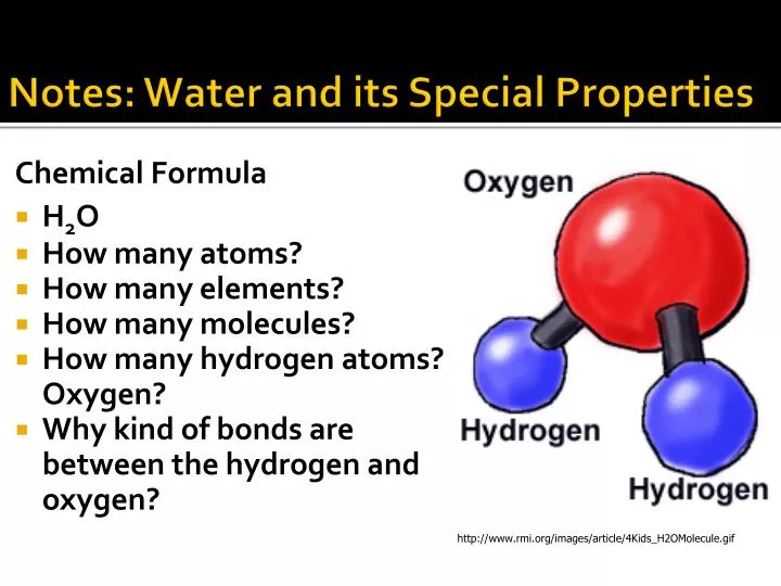 notes water and its special properties