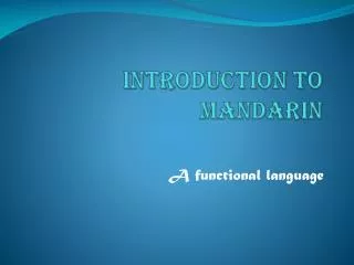 Introduction to Mandarin