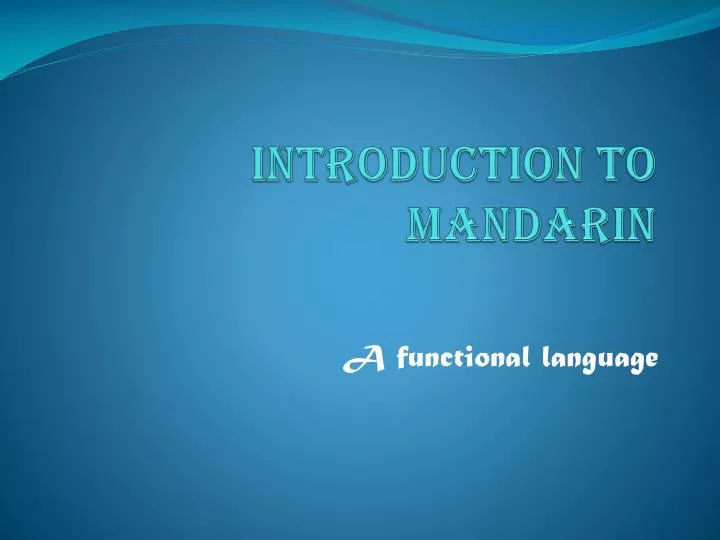 introduction to mandarin