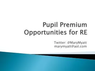 Pupil Premium Opportunities for RE