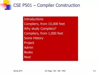 cse p501 compiler construction