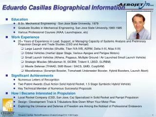 Eduardo Casillas Biographical Information