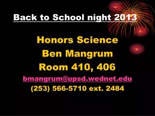 back to school night 2013