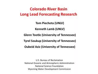 Colorado River Basin Long Lead Forecasting Research