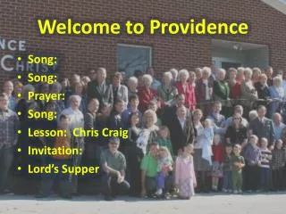 Welcome to Providence