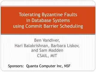 Tolerating Byzantine Faults in Database Systems using Commit Barrier Scheduling
