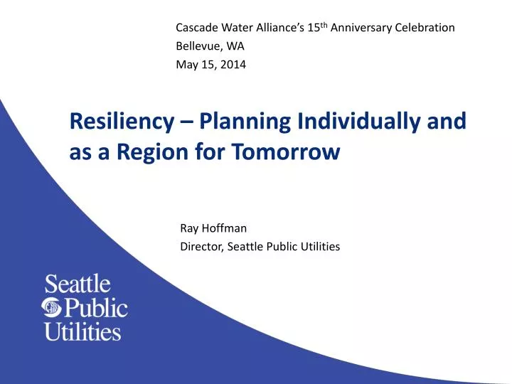 resiliency planning individually and as a region for tomorrow