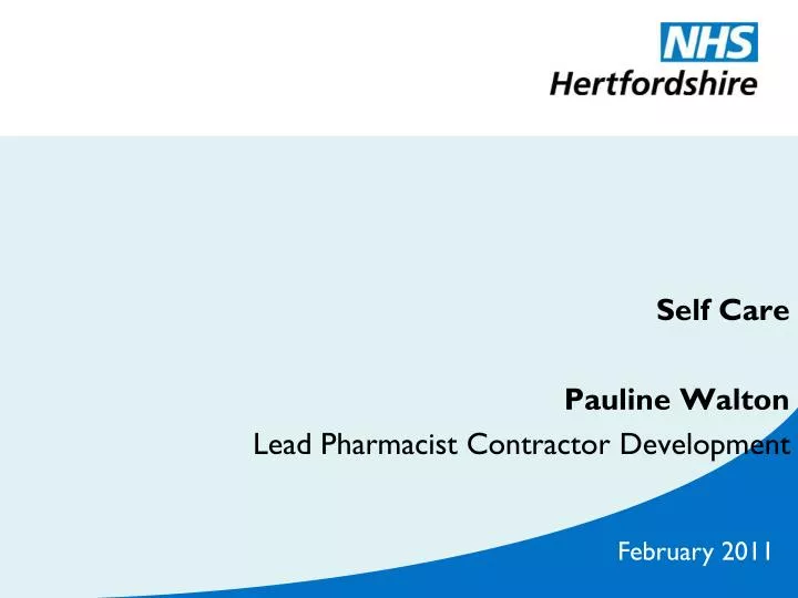 self care pauline walton lead pharmacist contractor development