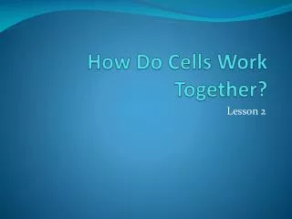 How Do Cells W ork T ogether?