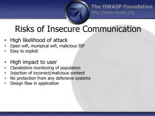 Risks of Insecure Communication