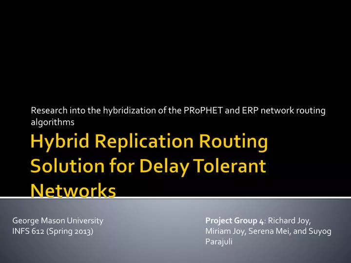 research into the hybridization of the prophet and erp network routing algorithms