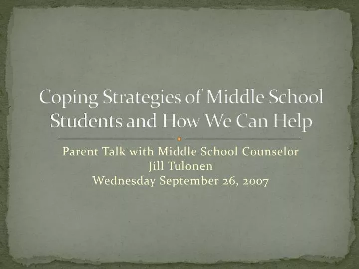 coping strategies of middle school students and how we can help