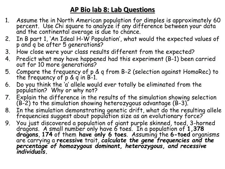 ap bio lab 8 lab questions