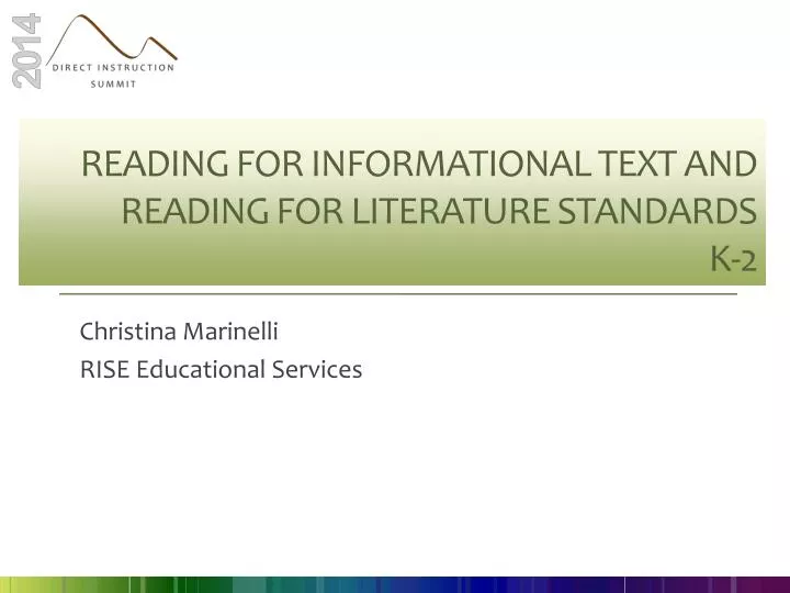 reading for informational text and reading for literature standards k 2