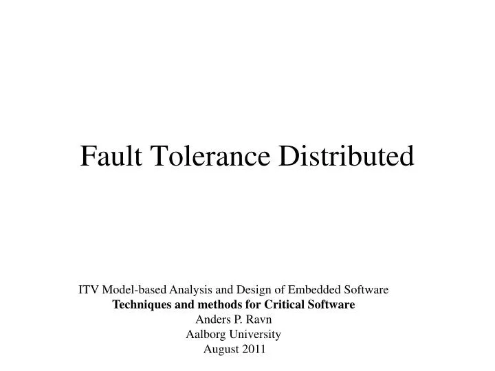 fault tolerance distributed