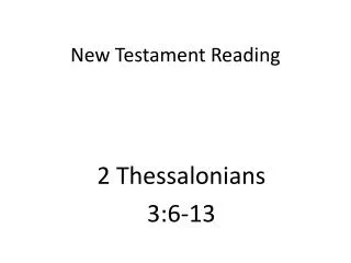 New Testament Reading