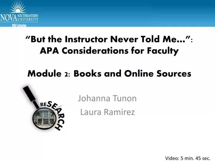 but the instructor never told me apa considerations for faculty module 2 books and online sources