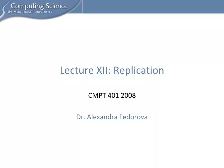 lecture xii replication