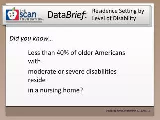 Residence Setting by Level of Disability
