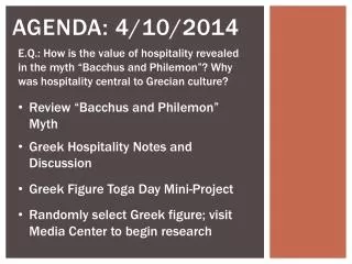 Agenda: 4/10/2014