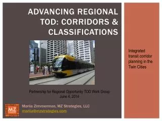 Advancing Regional TOD: Corridors &amp; Classifications