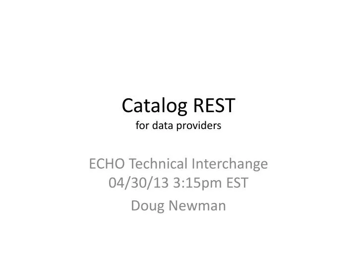 catalog rest for data providers