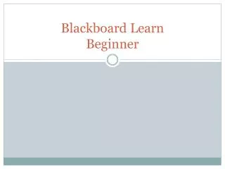 Blackboard Learn Beginner