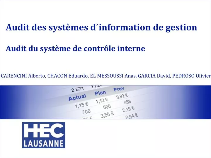 audit des syst mes d information de gestion audit du syst me de contr le interne