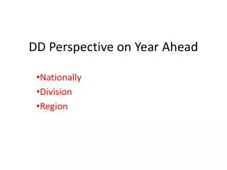 DD Perspective on Year Ahead