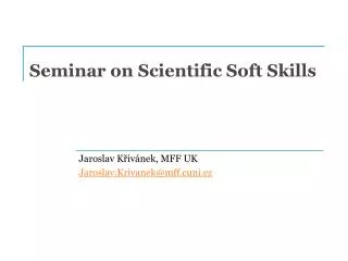 Seminar on Scientific Soft Skills