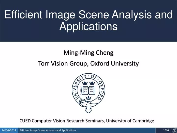 efficient image scene analysis and applications