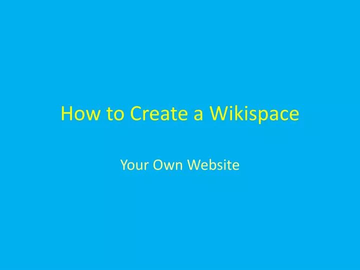 how to create a wikispace