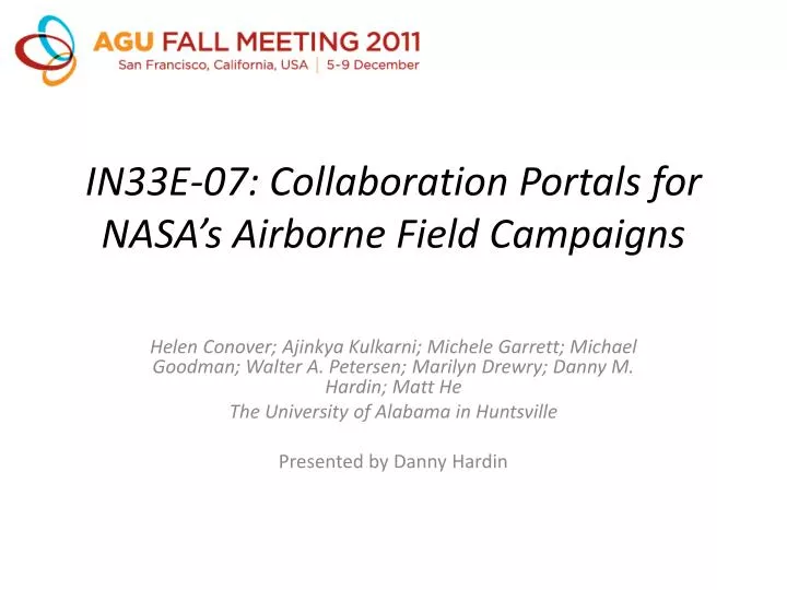 in33e 07 collaboration portals for nasa s airborne field campaigns
