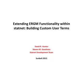 Extending ERGM Functionality within statnet : Building Custom User Terms