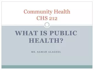 Community Health CHS 212