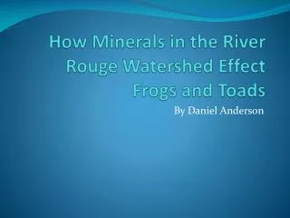 How Minerals in the River Rouge Watershed Effect Frogs and Toads
