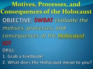 Motives, Processes, and Consequences of the Holocaust